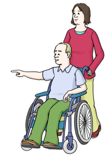 Illustration: Hilfe für Rollstuhlfahrer