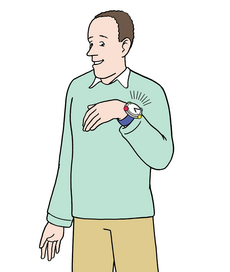Illustration: Mann mit Armbanduhr