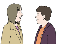 Illustration: zwei Menschen reden miteinander