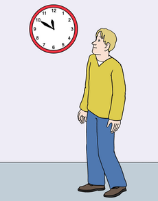 Illustration: Blick auf die Uhr
